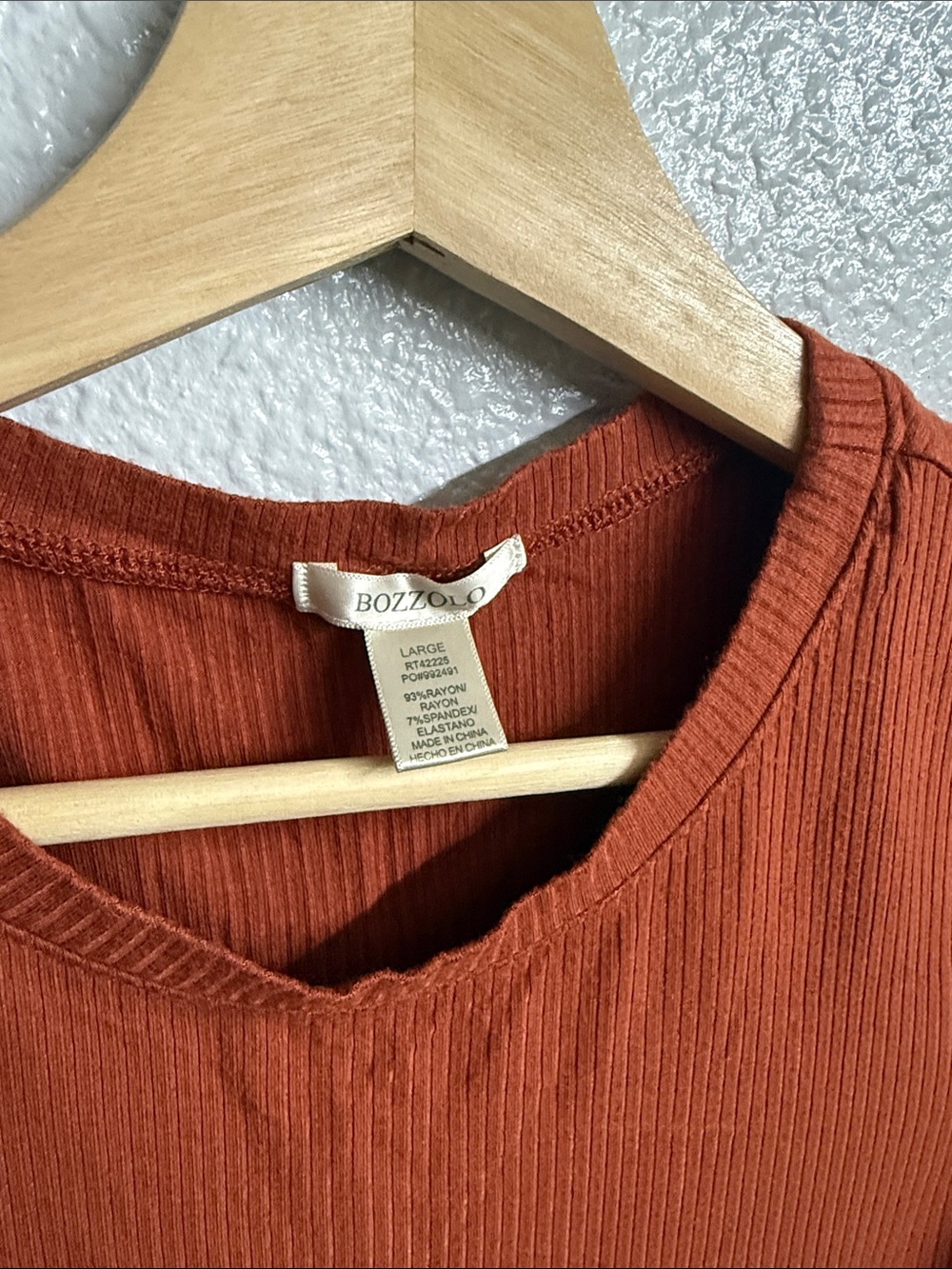 Ribbed Short Sleeve Top - Rust - Picture 2 of 4